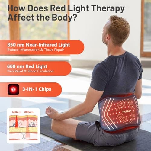 Red Light Therapy Belt & Back Massager for Pain Relief, Infrared Light Therapy Vibration Rechargeable, Red Light Therapy Device for Body Massage for Back Shoulder Waist Knee for Cordless Use