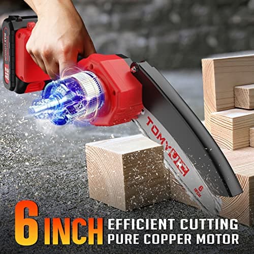 Electric 6 Inch Mini Small Cordless Battery Powered Handheld Chainsaw With Charger For Trimming On Tree Branches, Wood Cutting, Pruning Shears To Diy, Backyard Upkeep, Light Home Repairs