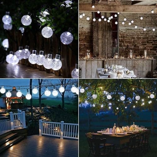 Toodour Solar String Lights Outdoor, 56ft 100 LED Globe String Lights with 8 Modes, Waterproof Solar Powered Patio Lights for Garden, Lawn, Gazebo, Porch, Yard, Wedding, Party Decor - Cool White