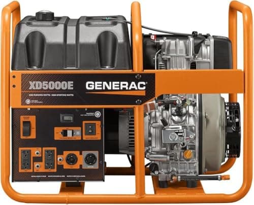 Generac 6864 XD5000E 5000-Watt Diesel-Powered Portable Generator - Ideal for Emergency Backup Power and Job Sites - Reliable Power for Demanding Applications - CARB Compliant