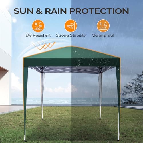 VINGLI 6.5x6.5 Pop Up Canopy Tent with Sidewalls, Outdoor Gazebo Canopy Tent, Patio Event Tents Outdoor Commercial Canopy for Parties (Green)