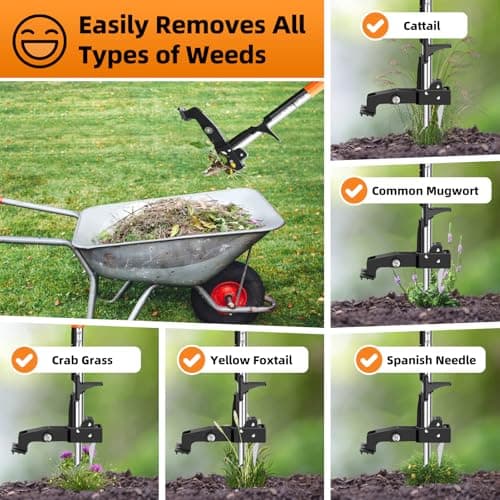 Weed Puller Tool, Heavy Duty Stand Up Weed Puller with 39.3" Long Handle & Tough Stainless Steel Claws, Detachable Gardening Hand Weeding Tool for Lawn Garden Without Bending, Pulling, or Kneeling