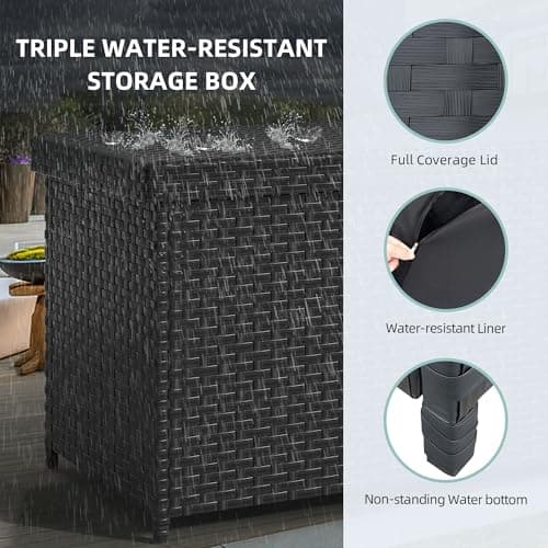 YITAHOME 260 Gallon Deck Box, XXL All-Weather Wicker Outdoor Storage Box, Oversized Rattan Storage Cabinet for Patio Furniture, Cushions, Pool Storage and Garden Tools (Black)