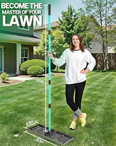 Breeze Touch Lawn Leveling Rake 30x10 Weighted & Collapsible Plate, Heavy Duty Yard Leveler Rake with 77" Adjustable Stainless Steel Handle, Lawn Tools for Gardening, Golf Course, Farm, Pasture
