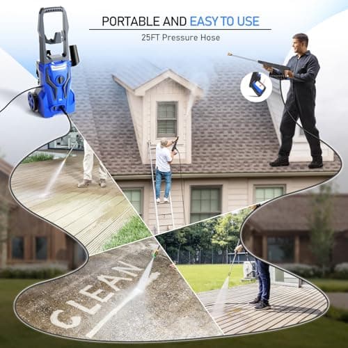 4800PSImax 3.2GPM Pressure Washer Powered - Electric Power Washer for Cars Washing with 25FT Pressure Hose, Blue