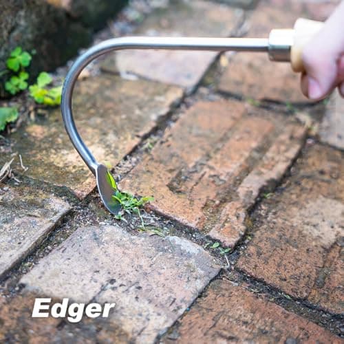 Weed Puller, Crack Weeder Cultivator Garden Hand Tool, Durable Curved Head Hook & Wooden Handle, Garden Digging, Edging, Planting Remover for Patio Lawn Yard Moss Terrace Paving