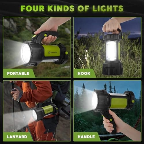 Camping Lantern Rechargeable, AlpsWolf LED Flashlight Spotlight Lantern with 800LM, 3600 Capacity Battery Powered, Portable Bright Camping Light for Emergency, Outdoor Hiking, Power Outages