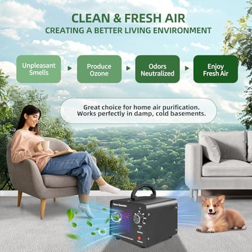 HHGM 48,000mg/h High Capacity Ozone Machine Generator, Commercial Industrial Quartz Tube Air Purifier, Ionizer & Deodorizer Ozone Odor Eliminator Suitable for Home, Car, Basements, Pets, Smoke, Farms