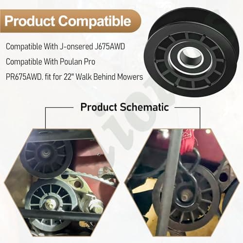 587973001 587969201 Idler Pulley Assembly Compatible With Husqvarna Craftsman Walk-Behind Lawn Mowers, for Lawn Mower Decks Idler Pulley HU725AWD/BBC, HU725AWDHQ, LC221RH Replaces Previous 581904001