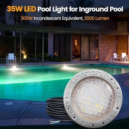 SURAIELEC 12V AC Pool Lights for Inground Pool, 10 inch Underwater Pool Light Replacement, 35W LED, 3000LM, 6000K Cool White, Swimming Pool Light for Pentair Wet Niches, 50FT Cord