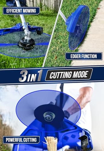 26cc Weed Wacker Gas Powered, 3 in 1 String Trimmer/Edger 17'' with 10'' Brush Cutter,Rubber Handle & Shoulder Strap Included