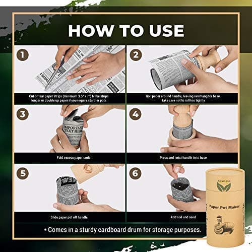 PAPER POT MAKER WOODEN HAND-TOOL- Craft an unlimited supply of biodegradable seedling pots for the garden with this easy to use DIY tool. Makes 1 & 3/4 inch seed starter pots, includes 20 plant labels