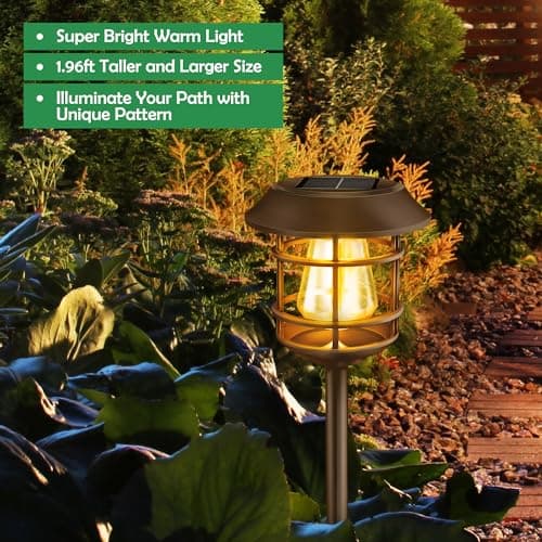 Solar Pathway Lights 8PK Outdoor Garden Yard Lights Waterproof Auto-on/Off Landscape for Lawn Patio Walkway Warm Light (Brown), PTH-080