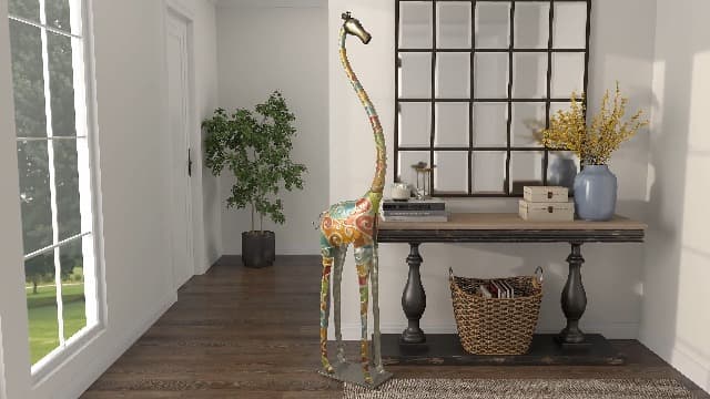 Deco 79 Metal Giraffe Decorative Sculpture Indoor Outdoor Tall Home Decor Statue with Detailed Embossed Scrollwork, Accent Figurine 17" x 7" x 73", Multi Colored