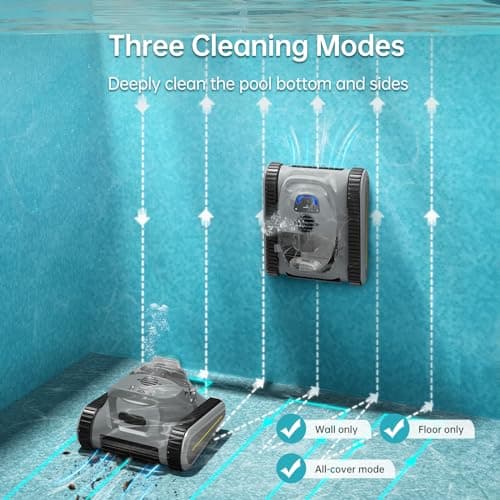 Robotic Pool Vacuum for Inground Pools: 2025 Upgraded Cordless Robot Robotic Pool Cleaners 180W Suction Auto Vacuums Wall Climbing Waterline Scrubbing Cleaning 150 Mins Long Battery Up to 2,000 sq.ft