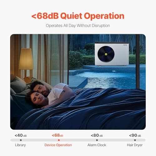 VEVOR Electric Pool Heat Pump, 35830 BTU, Pool Heaters for 6605-13209GAL Above and In Ground Pools, Low Noise, Heating and Cooling Highly Efficient & Energy-Saving Pool Water Heater AC208-230V 60Hz