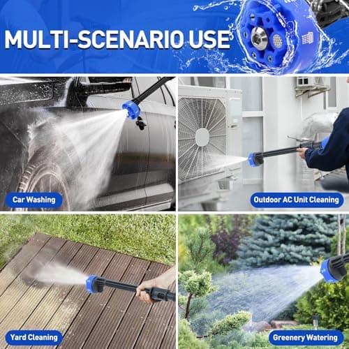Cordless Power Washer Portable, 800 PSI High Pressure Washer Gun,15000mAh Battery Operated Power Washer with 6-in-1 Adjustable Nozzle, Handheld Pressure Washer for Car, Home& Patio Cleaning