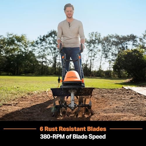 LawnMaster TE1016M Electric Tiller 10-Amp, 16-Inch,Green