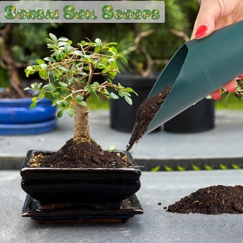 Home-X Set of 2 Soil Scoops - Mini Hand Scoops for Transplanting, Weeding, and Potting - Small Garden Scoop, Potting Scoopers, Bonsai Tool - Set of 2 Different Sizes 6½" x 2½" and 6¼" x 1¾" - Green