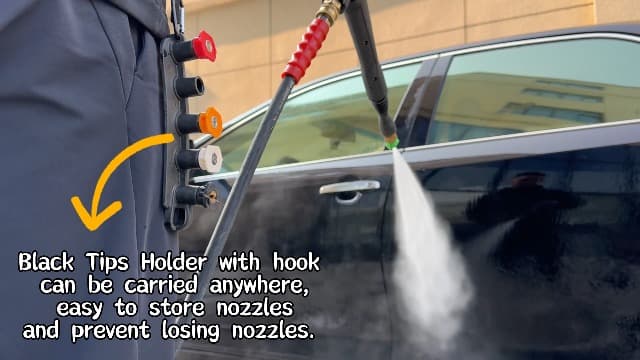 Pressure Washer Gun Adapter with 5 Spray Nozzles and 1 Tips Holder - Power Washer Wand Replacement Kit - Compatible with Some Ryobi, Portland, Husky Electric Pressure Washers Black