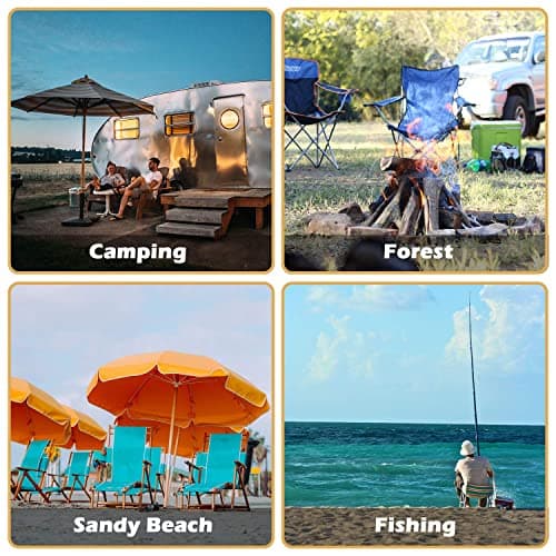 Double Folding Camping Chair W/Umbrella Fold Up Table Beverage Holder Carrying Bag Cooler for Patio Pool Park Outdoor Beach, Picnic, Portable (Grey)