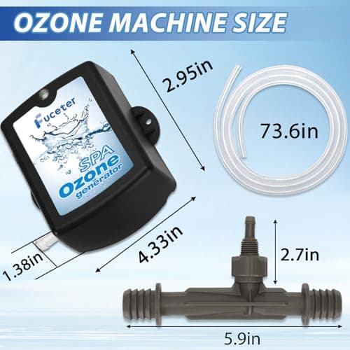 Spa Ozone Generator Kit with Venturi Injector, Ozone Generator for Hot Tub, Cold Plunge, 50mg/h Portable Ozone Generator Water, Universal: 110V / 240V (AMP-4 Plug)
