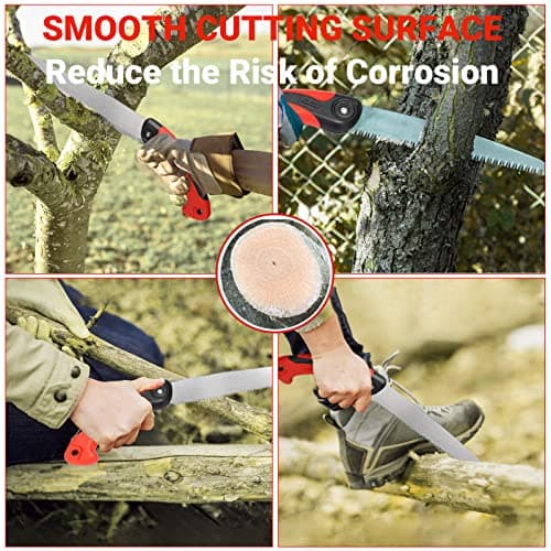 Pruning Saw with Scabbard Japanese Fixed Straight Hand Saw, Portable Tree Limb Cutter 11 Inch Blade Garden Pruner tool for Camping, Dry Wood and Fruit Trees