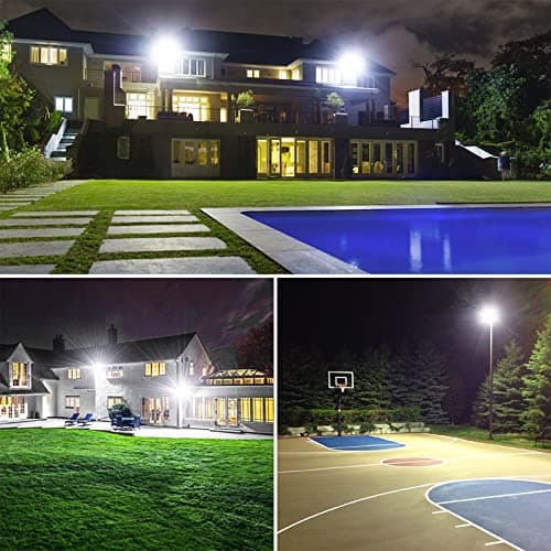 Olafus 2 Pack 150W LED Flood Light Outdoor, 13500LM Super Bright Work Lights Plug in, 6500K, IP66 Waterproof Exterior Floodlight for Stadium Yard Barn