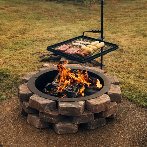 Titan Great Outdoors 33" Diameter Steel Fire Pit Liner Ring Heavy Duty DIY In-Ground Outdoor Build Your Own Bonfire