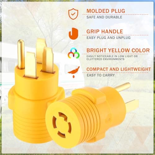 Kanayu Generator Transfer Switch Adapter Compatible with NEMA 14-50P to L14-30R, 4-Prong Generator to House Adapter 50 Amp Male 30 Amp Locking Female Welder Dryer RV EV