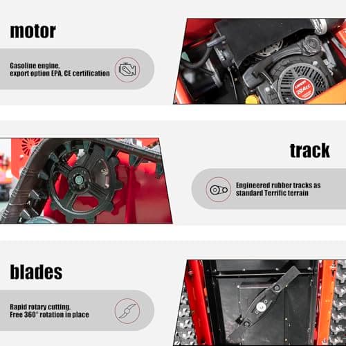 Lawn Mower, Remote Control Lawn Mower, Small Crawler Oil-Electric Hybrid Four-Wheel Drive Lawn Mowing and Weed Whacker, All Terrain Grass Cutter Yard Mower, 45° Climbing (SKD-224-55)