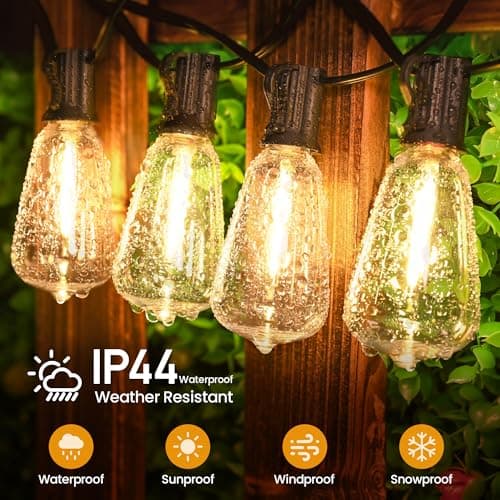 Outdoor String Lights 100 FT 52 Shatterproof LED Bulbs, UL Certified Patio Lights Outdoor Light Strings Waterproof for Patio Yard Outside Party Wedding, Connectable Dimmable 50 Sockets 2700K