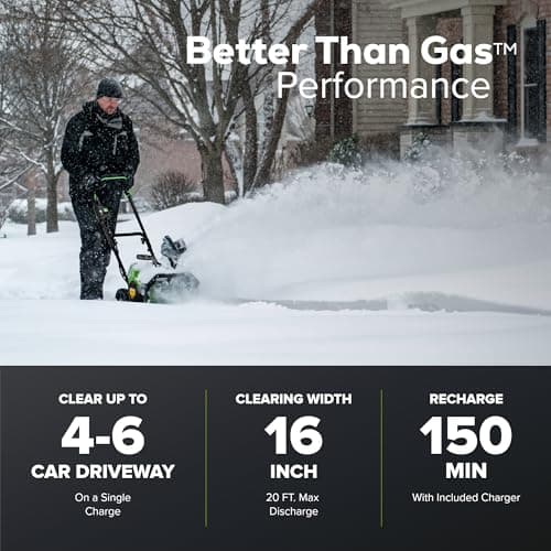 Greenworks 40V (75+ Compatible Tools) 16” Cordless Snow Blower, 5.0Ah Battery and Charger Included, SN40B410