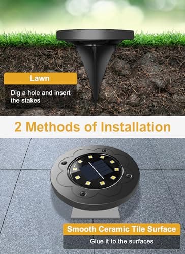 Brightown Solar Lights Outdoor Waterproof, 12 Packs LED In-Ground Lights Outdoor Solar Lights for Yard Patio Garden Lawn Deck Outside Pathway Walkway Sidewalk, White
