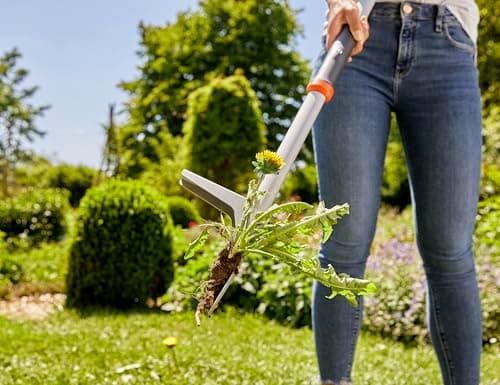 Gardena (03518 - Weed Puller Remover Tool, Heavy Duty Stand-Up Garden Hand Weeder, Easy Weed Removal, Built-in Ejector, Long Handle for Outdoor Use. Weeding Claw.
