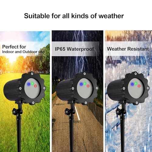 Laser Outdoor Moving RGB Christmas Projector Light - 3 Color Motion Firefly Decorative Lights Show for Halloween, Christmas, Holiday, Garden, Patio