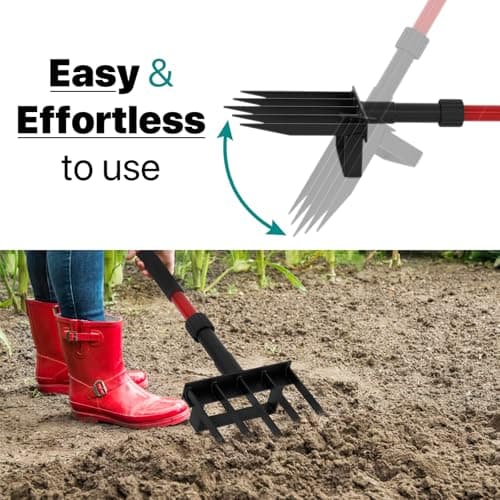 Pitch Fork for Garden, 5-Tine Heavy Duty Pitchfork for Loosening Soil, 41 Inch Gardening Fork for Digging, Composting, Spading, Cultivating Soil, Metal Fork Head with Fiberglass Handle, D-Grip