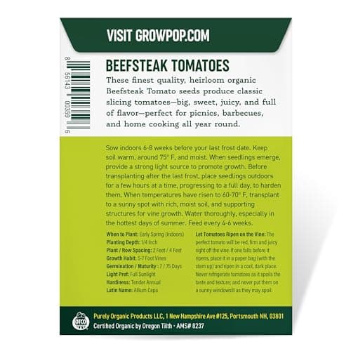 Organic Tomato Seeds (Ponderosa Red Beefsteak) - Approx 75 Seeds - USDA Organic, Non-GMO, Open Pollinated, Heirloom, USA Origin