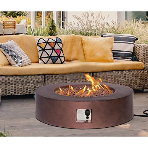 HOMPUS Outdoor Propane Fire Pit, 42 inch Round Gas Fire Pit Table,CSA Certified,Fire Table w 50000 BTU Stainless Steel Burner, Free Rocks & Rain Cover for Patio & Outside, Dark Bronze