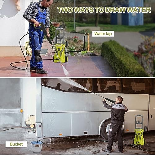Power Washers Electric Powered - 4800PSImax 3.2GPM High Pressure Washer Car Cleaning Machine with Adjustable Spray Nozzle and Foam Cannon for Home Driveway Patio Deck, Olive Yellow
