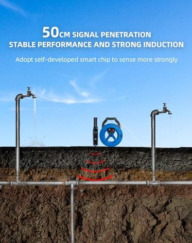 Pipe Locators Underground Pipe Blockage Detector Water Pipe Wall Scanner Pipe Locator Device with Waterproof Probe for Detecting PVC/Metal Pipes,30m