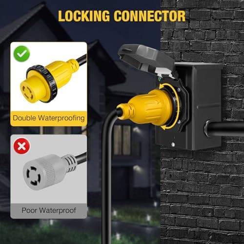 15FT 30 Amp Generator Cord with Pre-Drilled Power Inlet Box,Heavy Duty Generator Power Cord 4 Prong,125/250V,NEMAL14-30P/14-30R,Waterproof,ETL Listed,Home/RV Power Supply