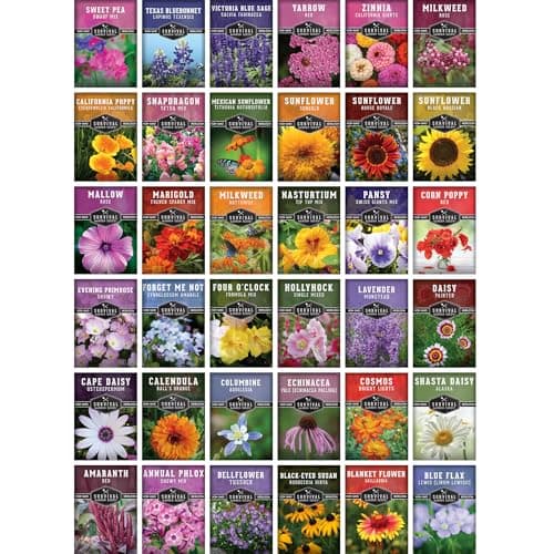 Survival Garden Seeds Functional Flower Garden Kit | 36 Pack Seed Starter Collection | Bee, Butterfly, Hummingbird, Pollinator-Friendly Blooms | Non-GMO Heirloom Beneficial Flowers & Wildflowers