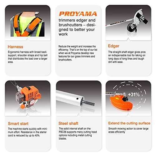 PROYAMA 26cc Weed Eater/Wacker Gas Powered, 2-Cycle Gas String Trimmer/Edger, 3 in 1 Brush Cutter with 17’’ Cutting Path, Grass Trimmer Light Weight