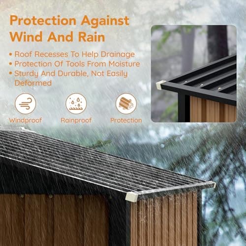 6X4FT Garden Storage Shed with Lockable Door,Steel Tool Shed with 1 Clear Window, Anti-Corrosion Metal Shed for Backyard Patio Lawn (Light Wood Grain)