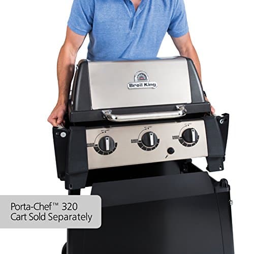 Broil King Porta-Chef 320 Portable Propane Gas Grill - Tabletop 3-Burner BBQ