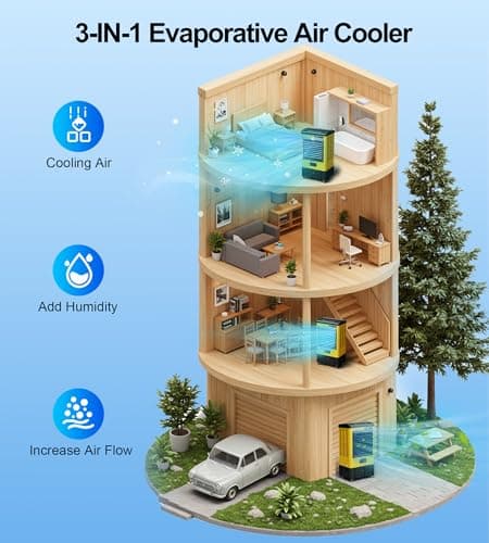 4800CFM Swamp Cooler,42IN Evaporative Air Cooler with Continuous Auto Fill,10.6-Gal Water Tank,3 Ice Packs,Portable Evaporative Cooler for Outdoor Patio Garage Commercial Industrial Use