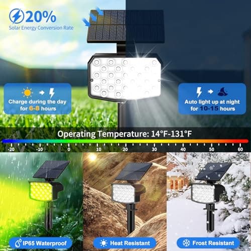Solar Spot Lights Outdoor Color Changing 27 LEDs Solar Light Outdoor Waterproof 9 Lighting Modes Multicolor RGB Solar Powered Christmas Lights Adjustable Colored Landscape Spotlights- 10 Pack