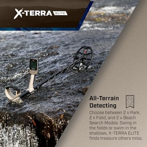MINELAB X-Terra Elite Bundle, Waterproof, All Terrain Metal Detector for Adults, Multi-IQ Precision Targeting with Simultaneous Multi-Frequency Technology, Includes PRO-FIND 35 Pinpointer