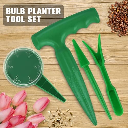 4Pcs Bulb Planter Tool - Widger and Dibber for Planting - Garden Dibber Tool for Vegetable and Flowers Seeding Easy Transplanter